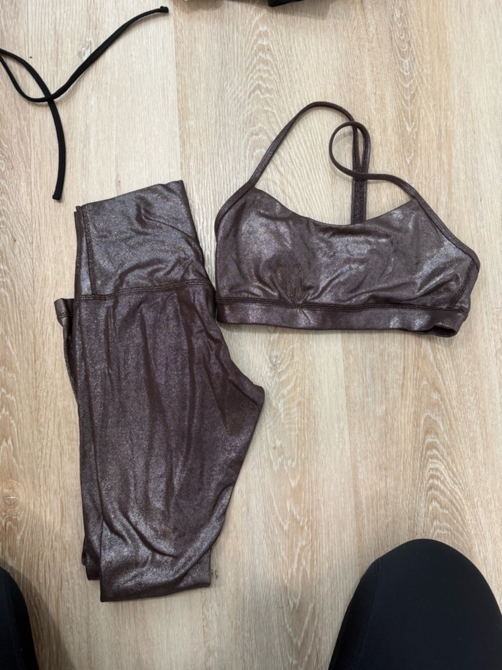 lululemon athletica Shimmery Brown Sports Bra and Leggings Set